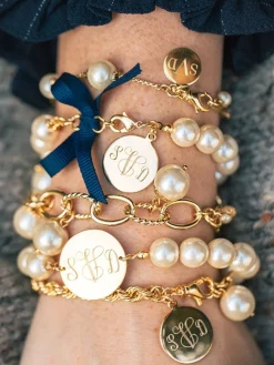 New Kiel James Patrick Classy Girls Wear Pearls Monogram Bracelet